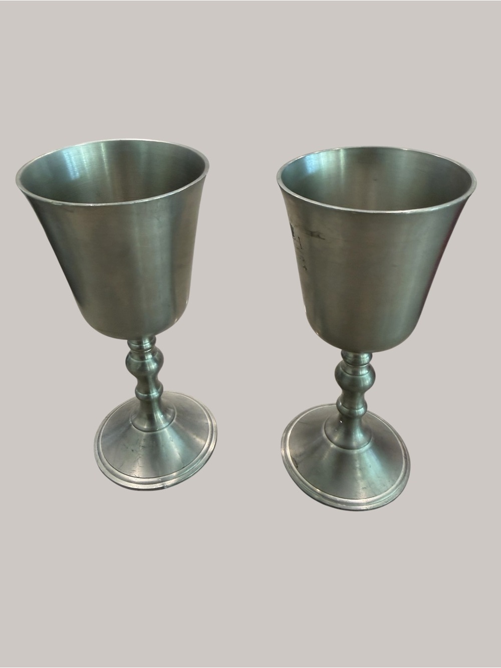 Set of two Vintage Pewter wine goblets